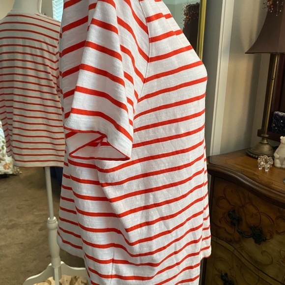 Sigrid Olsen White and Pink Boxy Short Sleeve Tee - Picture 4 of 8